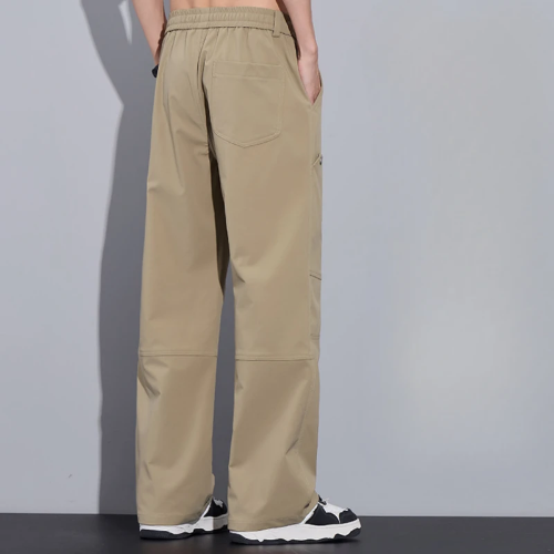 صورة جديد ربيع 2025 سروال برباط البضائع غير الرسمي للرجال ملابس بلون سادة ملابس الشارع الشهير بنطلون رجالي ZG9885