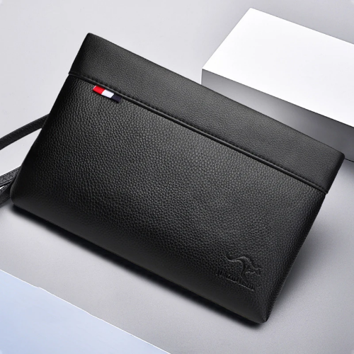 صورة حقيبة يد رجالية للأعمال ذات سعة كبيرة ومشبك جلدي ناعم الوجه كلاسيكي كاجوال أنيق حقيبة محمولة بسحاب حقيبة محفظة